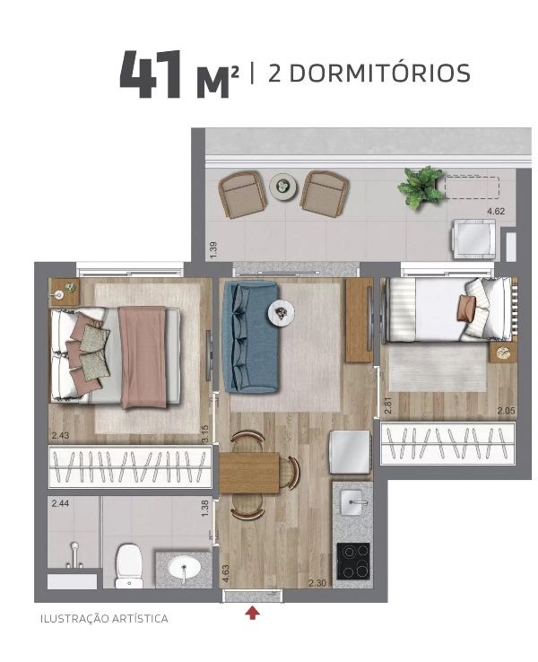 Apartamento em Sé, São Paulo/SP de 41m² 2 quartos à venda por R$ 454.000,00