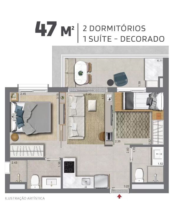 Apartamento em Sé, São Paulo/SP de 47m² 1 quartos à venda por R$ 556.000,00