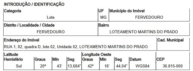 Terreno em Lot Martins Do Prado, Fervedouro/MG de 150m² 1 quartos à venda por R$ 26.905,00