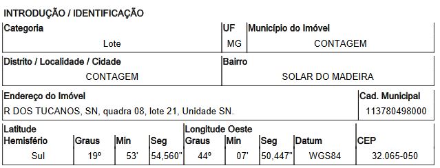 Terreno em Solar do Madeira, Contagem/MG de 2270m² 1 quartos à venda por R$ 145.559,00