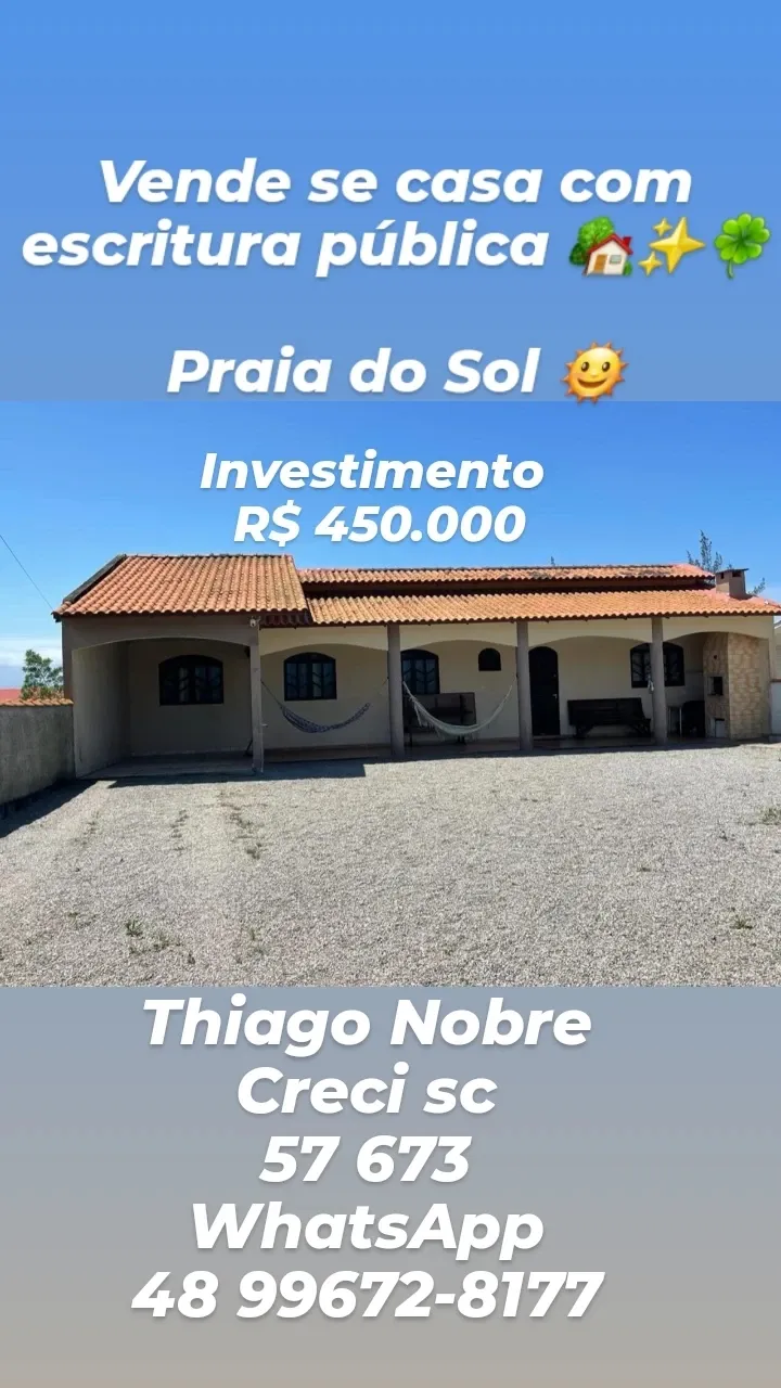 Casa em Praia Do Sol, Laguna/SC de 150m² 3 quartos à venda por R$ 449.000,00