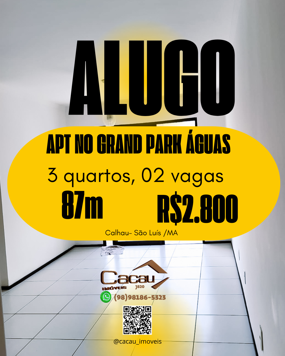 Apartamento em Calhau, São Luís/MA de 87m² 20 quartos para locação R$ 2.800,00/mes