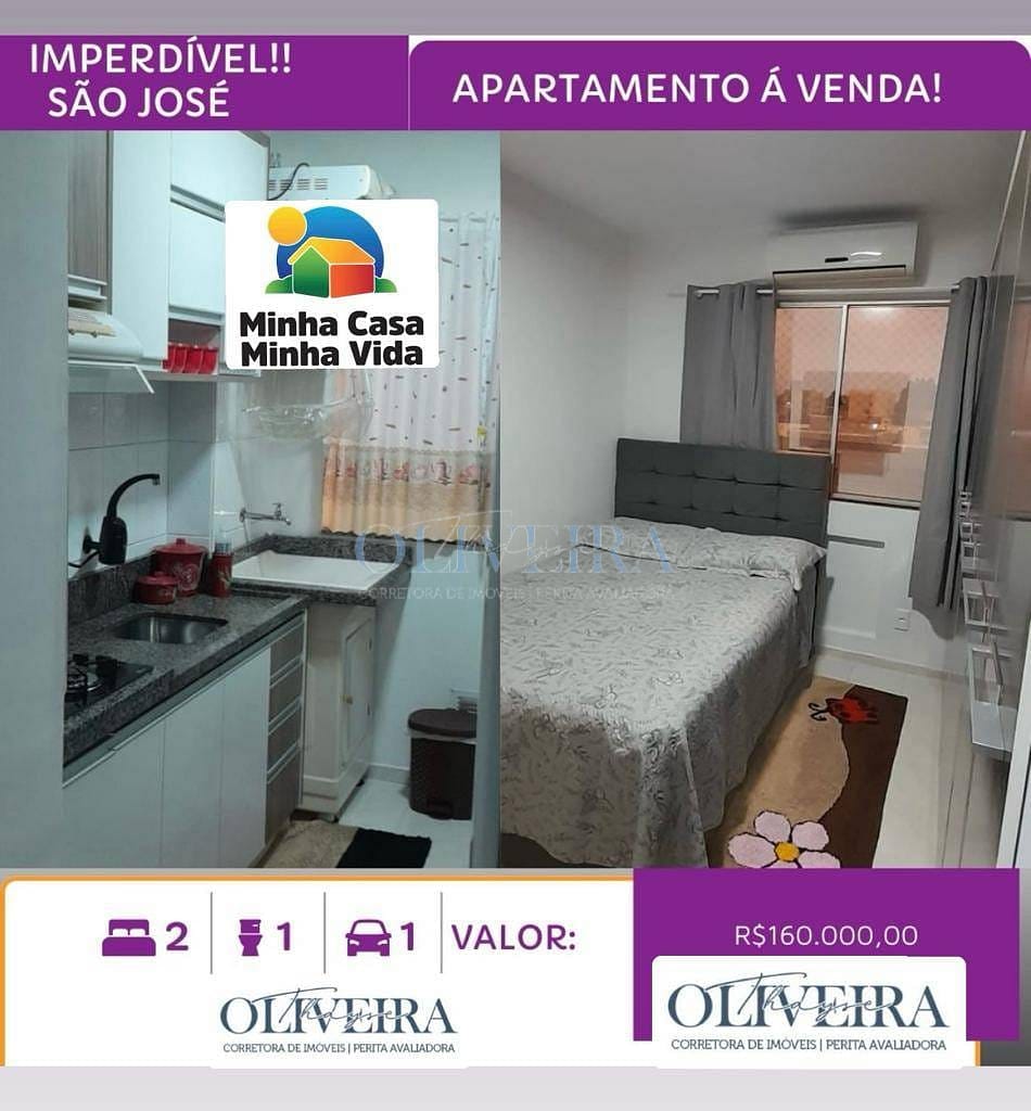 Apartamento em Bela Vista, Palhoça/SC de 68m² 2 quartos à venda por R$ 159.000,00
