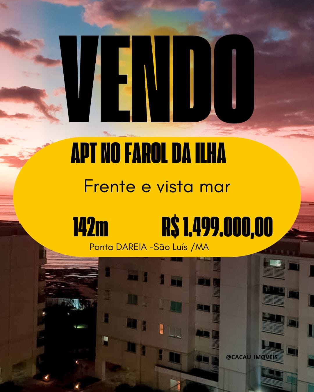 Apartamento em Ponta D'Areia, São Luís/MA de 142m² 3 quartos à venda por R$ 1.498.000,00
