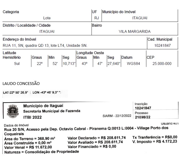 Terreno em Vila Margarida, Itaguaí/RJ de 368m² 1 quartos à venda por R$ 190.601,00