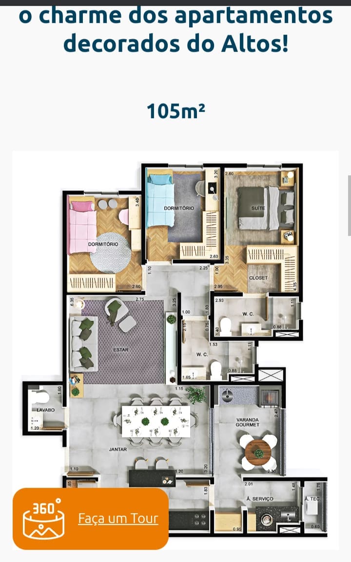 Apartamento em Jardim do Lago, Jundiaí/SP de 105m² 3 quartos à venda por R$ 847.000,00
