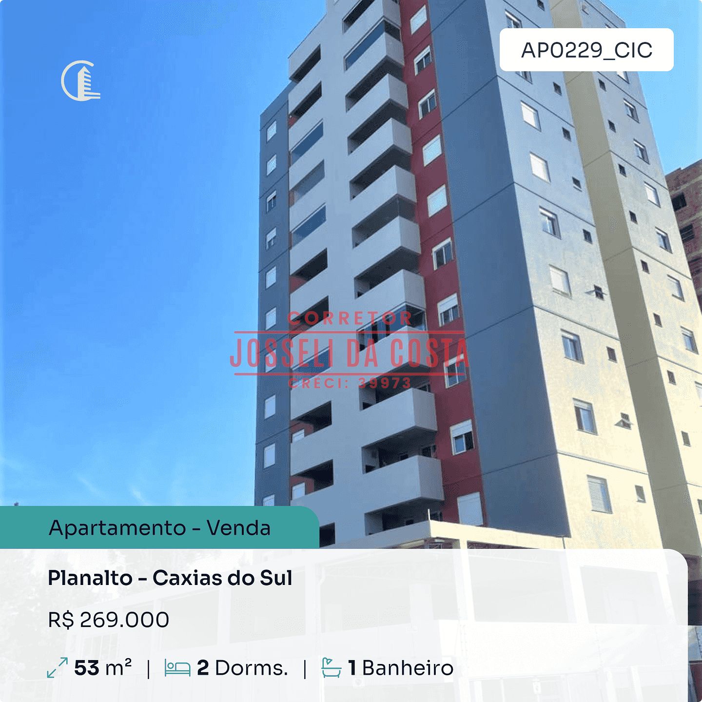 Apartamento em Nossa Senhora de Lourdes, Caxias do Sul/RS de 53m² 2 quartos à venda por R$ 332.000,00